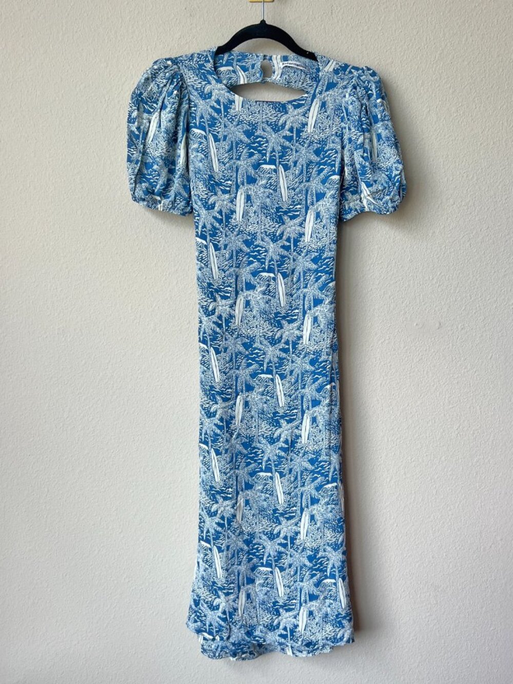 Reformation Palmer Blue White Surfboard Floral Midi Dress Size 6 - Picture 3 of 6